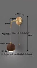 GobekUsa LED Walnut Wood Wall Light Sconce with Adjustable Acrylic Lamparas