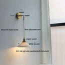 GobekUsa Adjustable LED Wall Light Clear Glass Copper Bedside Lamp