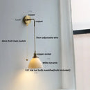 GobekUsa Adjustable LED Wall Light Clear Glass Copper Bedside Lamp