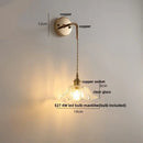 GobekUsa Adjustable LED Wall Light Clear Glass Copper Bedside Lamp