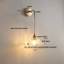 GobekUsa Adjustable LED Wall Light Clear Glass Copper Bedside Lamp