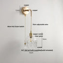 GobekUsa Adjustable LED Wall Light Clear Glass Copper Bedside Lamp