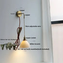 GobekUsa Adjustable LED Wall Light Clear Glass Copper Bedside Lamp