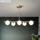 GobekUsa Brass Plated Glass Sphere Island Pendant Light - Modern Hanging Lighting for Dining Room