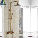 GobekUsa Brass Rainfall Shower Faucet Single Handle Mixer Tap Wall Mount Bathroom Set