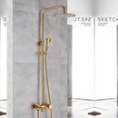 GobekUsa Brass Rainfall Shower Faucet Single Handle Mixer Tap Wall Mount Bathroom Set