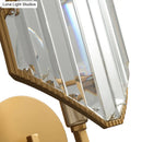 GobekUsa Brass Rhombus Wall Sconce with Clear Crystal Prism - Contemporary 1-Light Metal Lamp