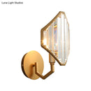 GobekUsa Brass Rhombus Wall Sconce with Clear Crystal Prism - Contemporary 1-Light Metal Lamp