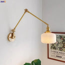 GobekUsa Ceramic Copper LED Wall Lamp with Adjustable Long Arm Swing