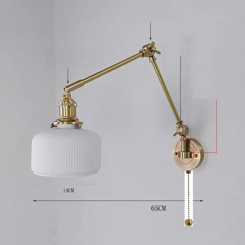 GobekUsa Ceramic Copper LED Wall Lamp with Adjustable Long Arm Swing, photo 11 of 22