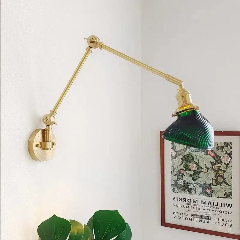 GobekUsa Ceramic Copper LED Wall Lamp with Adjustable Long Arm Swing, photo 3 of 22