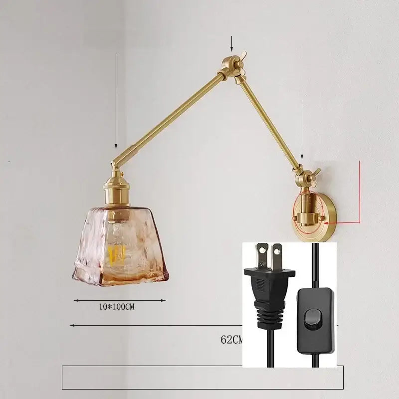 GobekUsa Ceramic Copper LED Wall Lamp with Adjustable Long Arm Swing, photo 21 of 22