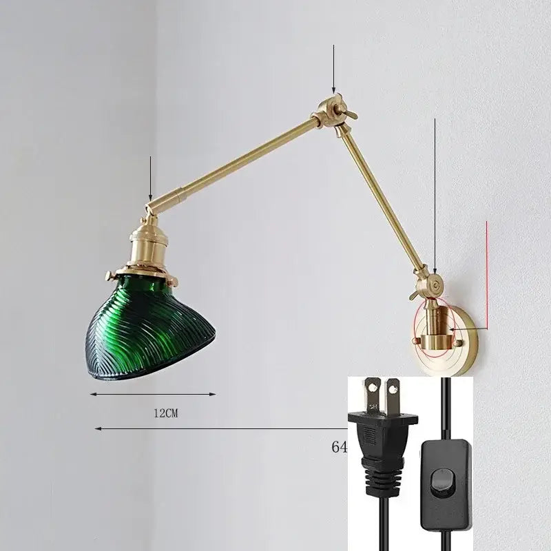 GobekUsa Ceramic Copper LED Wall Lamp with Adjustable Long Arm Swing, photo 13 of 22