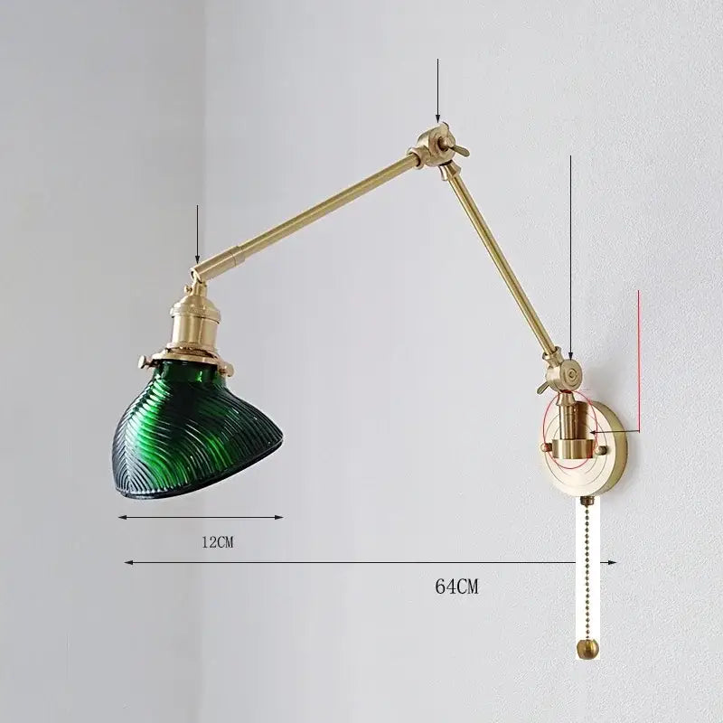 GobekUsa Ceramic Copper LED Wall Lamp with Adjustable Long Arm Swing, photo 19 of 22