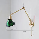 GobekUsa Ceramic Copper LED Wall Lamp with Adjustable Long Arm Swing