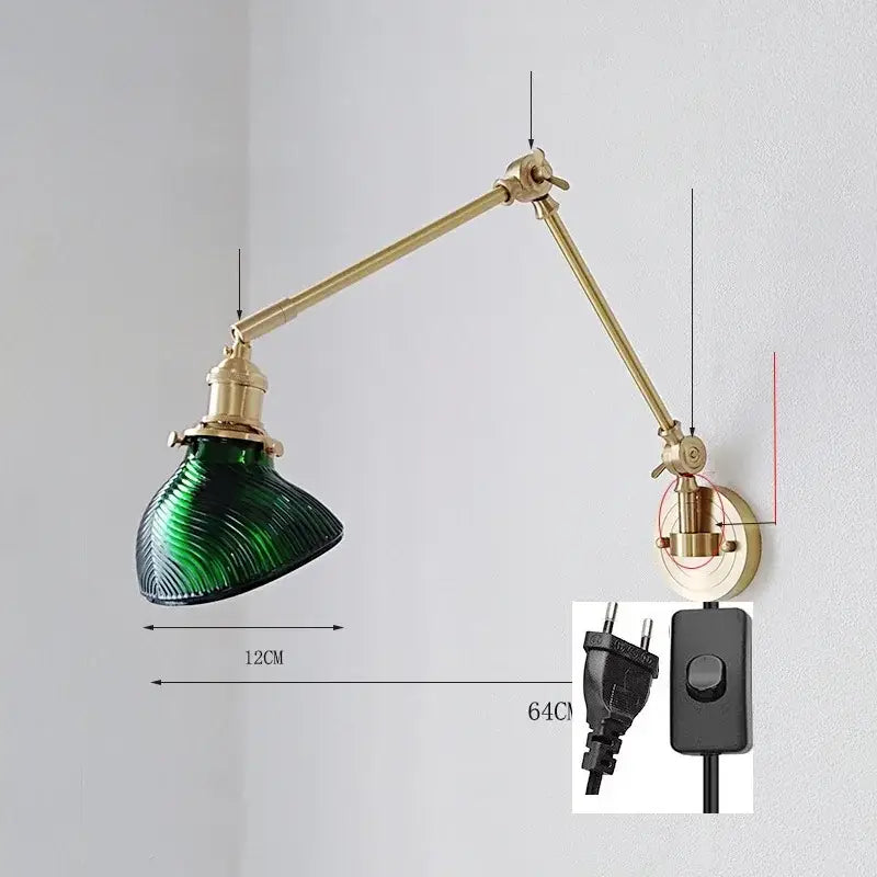 GobekUsa Ceramic Copper LED Wall Lamp with Adjustable Long Arm Swing, photo 12 of 22