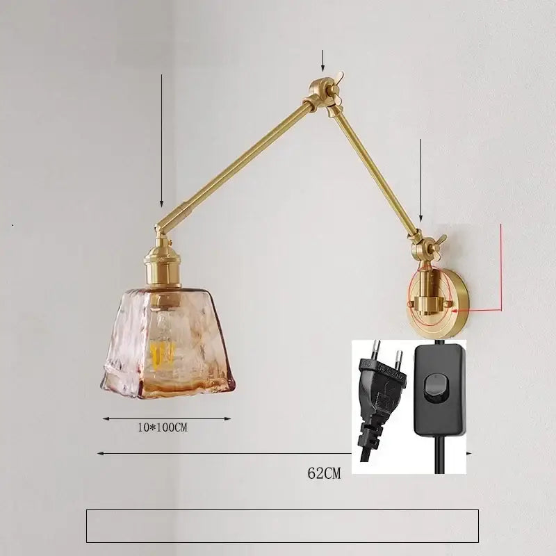 GobekUsa Ceramic Copper LED Wall Lamp with Adjustable Long Arm Swing, photo 20 of 22