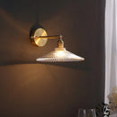 GobekUsa Brass Wall Mounted Lamp with Scalloped Glass Shade - 1 Head Bedside Sconce Light Fixture