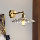 GobekUsa Brass Wall Mounted Lamp with Scalloped Glass Shade - 1 Head Bedside Sconce Light Fixture