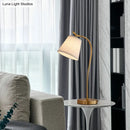 GobekUsa Brass Single Fabric Bedside Lamp: Traditional Bucket Table Nightstand Lighting