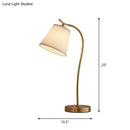 GobekUsa Brass Single Fabric Bedside Lamp: Traditional Bucket Table Nightstand Lighting