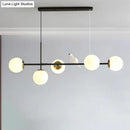 GobekUsa Brass Sphere Ceiling Light with Adjustable Cord - Industrial 5-Light Island Pendant, Amber/Milky White/Smoke Grey Glass Shades