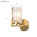 GobekUsa 1-Light Brass Wall Mount for Bedroom with Cylinder Rippled Glass