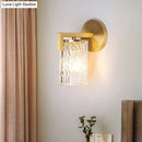 GobekUsa 1-Light Brass Wall Mount for Bedroom with Cylinder Rippled Glass
