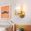 GobekUsa 1-Light Brass Wall Mount for Bedroom with Cylinder Rippled Glass