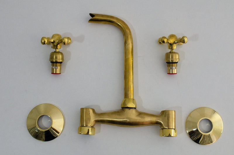 Brass Wall Mount Faucet - Antique Brass Bathroom Faucet