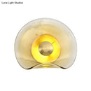 GobekUsa Brass Wall Mounted LED Sconce Light: Tan Glass Bend Panel Post-Modern Lamp