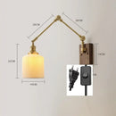 GobekUsa Copper Swing Arm LED Wall Sconce Pull Chain Switch Rotate Walnut Canopy