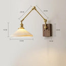 GobekUsa Copper Swing Arm LED Wall Sconce Pull Chain Switch Rotate Walnut Canopy