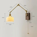 GobekUsa Copper Swing Arm LED Wall Sconce Pull Chain Switch Rotate Walnut Canopy