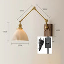 GobekUsa Copper Swing Arm LED Wall Sconce Pull Chain Switch Rotate Walnut Canopy