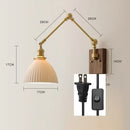 GobekUsa Copper Swing Arm LED Wall Sconce Pull Chain Switch Rotate Walnut Canopy