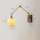 GobekUsa Copper Swing Arm LED Wall Sconce Pull Chain Switch Rotate Walnut Canopy