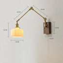 GobekUsa Copper Swing Arm LED Wall Sconce Pull Chain Switch Rotate Walnut Canopy