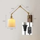 GobekUsa Copper Swing Arm LED Wall Sconce Pull Chain Switch Rotate Walnut Canopy