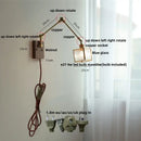 GobekUsa LED Wall Lamp Rotatable Glass Walnut Swing Arms Hallway Stair Light