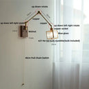 GobekUsa LED Wall Lamp Rotatable Glass Walnut Swing Arms Hallway Stair Light