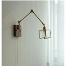 GobekUsa LED Wall Lamp Rotatable Glass Walnut Swing Arms Hallway Stair Light