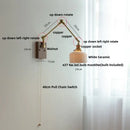 GobekUsa Ceramic Ball Brass Walnut Wood Wall Light with Pull Chain Switch