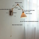GobekUsa Ceramic Ball Brass Walnut Wood Wall Light with Pull Chain Switch