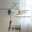 GobekUsa Ceramic Ball Brass Walnut Wood Wall Light with Pull Chain Switch