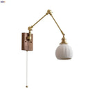 GobekUsa Ceramic Ball Brass Walnut Wood Wall Light with Pull Chain Switch