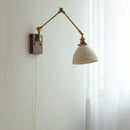 GobekUsa Ceramic Ball Brass Walnut Wood Wall Light with Pull Chain Switch
