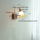 GobekUsa Brass Walnut Wood LED Wall Sconce with Pull Chain Switch & Flower Glass
