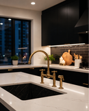 Unlacquered Brass Kitchen Faucet -  Dual Handle Center Ball Bridge Sink Faucet
