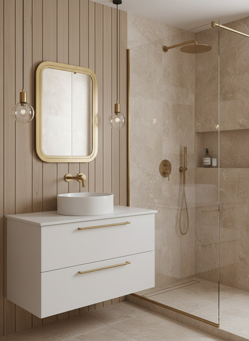 Gold Rectangle Mirror - Handmade Bathroom Mirror, photo 3 of 13